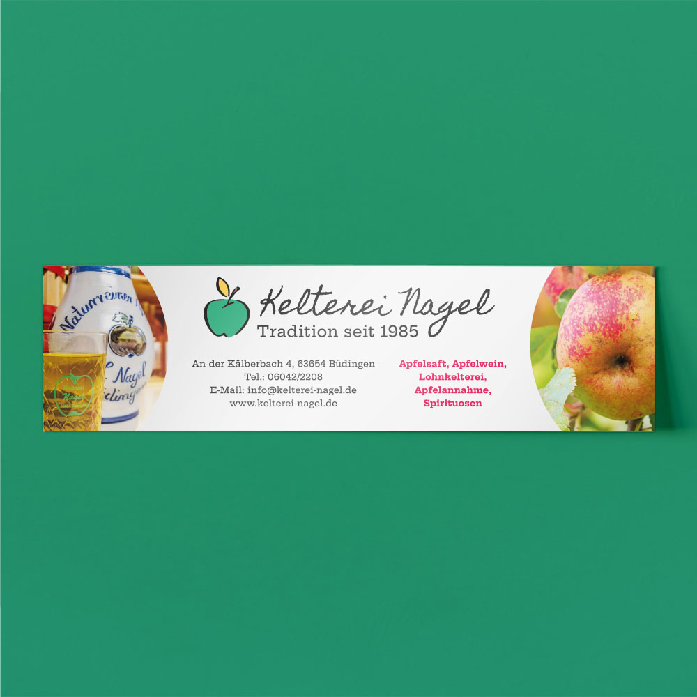 Banner Kelterei Nagel, Grafikdesign, Grafikdesign auch für Brachttal