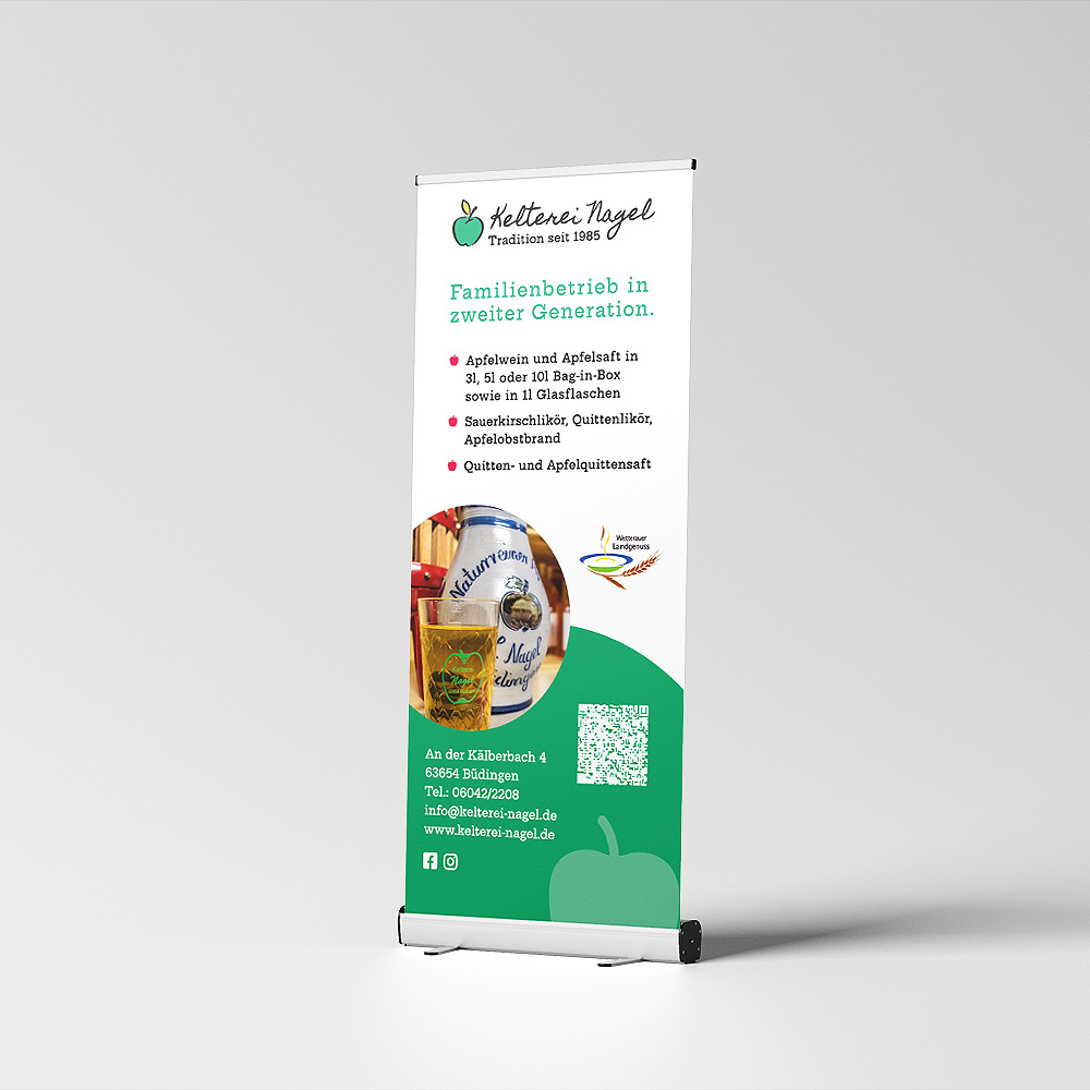 Rollup Kelterei Nagel, Grafikdesign für Handwerker aus Bad Orb, auch für Gießen, Maintal