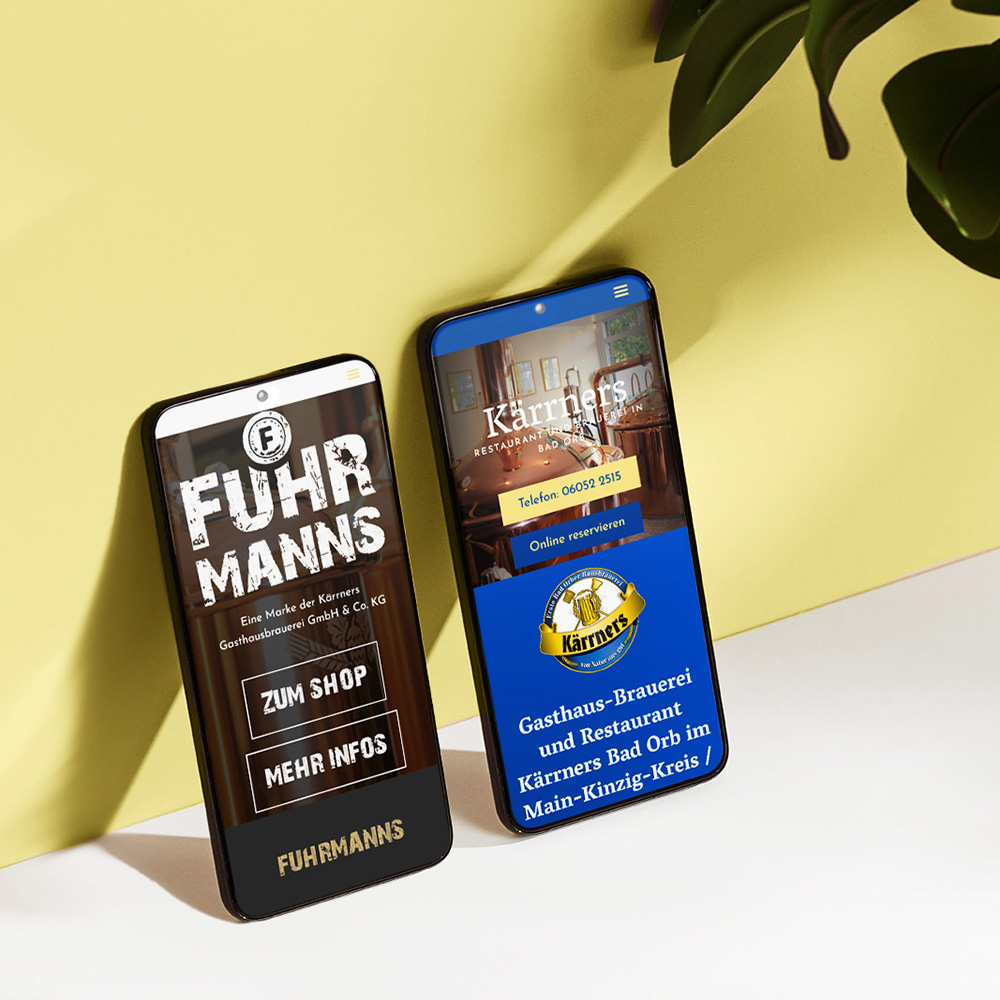 Website für Restaurants: Reponsive Design Kärrners Gasthausbrauerei, Webagentur Bad Orb