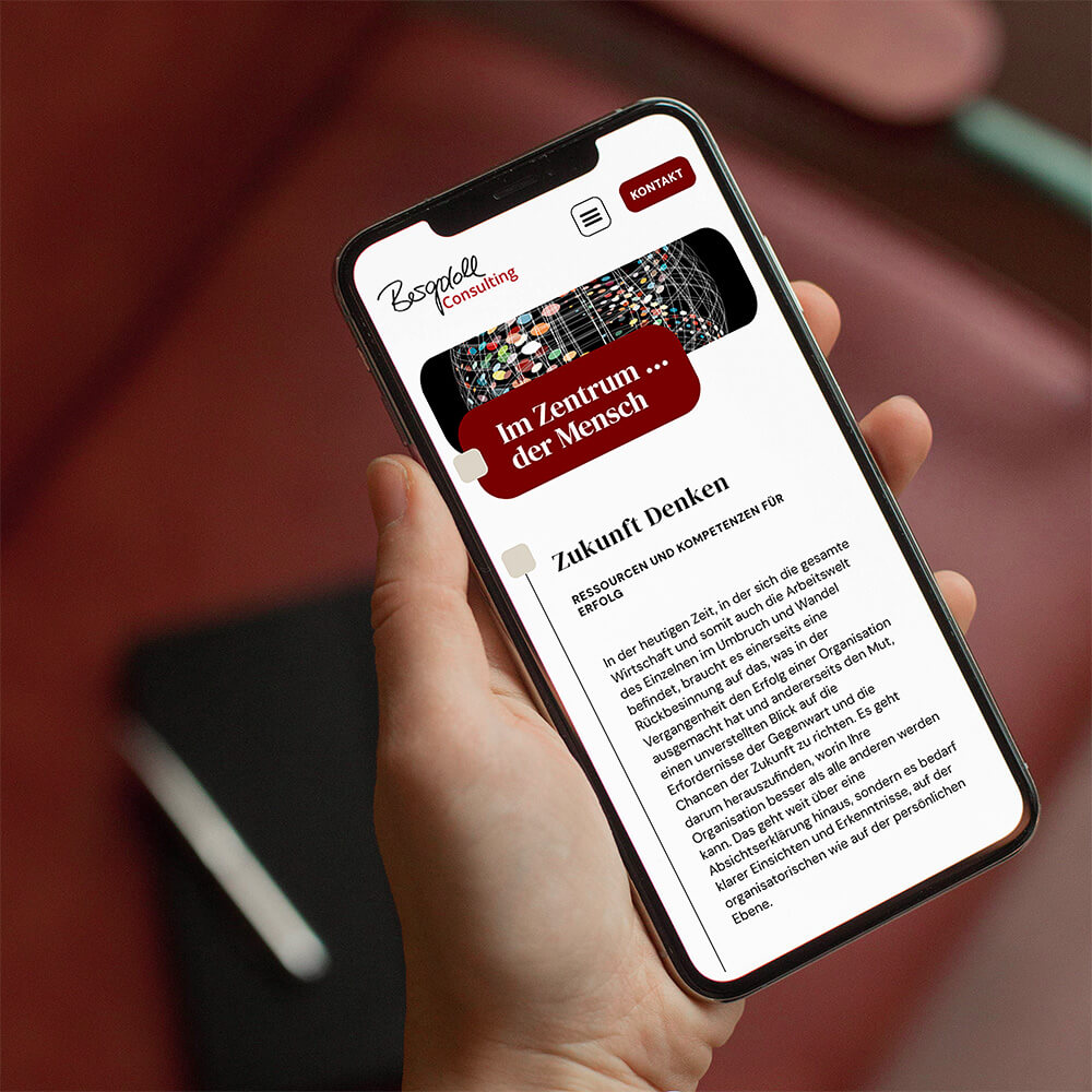 Website Bergdoll Consulting, Ansicht am Handy, Webdesign von Second Universe - Full-Service-Agentur und Webagentur, Webdesign Deutschland, Webdesign für Gründer