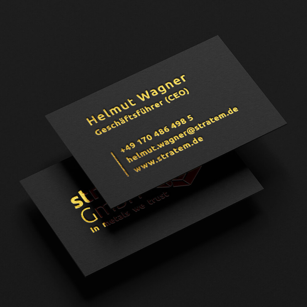 Visitenkarte stratem GmbH, Design von Second Universe