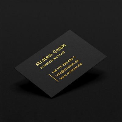 Visitenkarte stratem GmbH, Design von Second Universe
